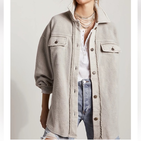 Free People Jackets & Blazers - Free People Ruby Blogger Favorite Jacket Oversized in color Stone Women’s Large